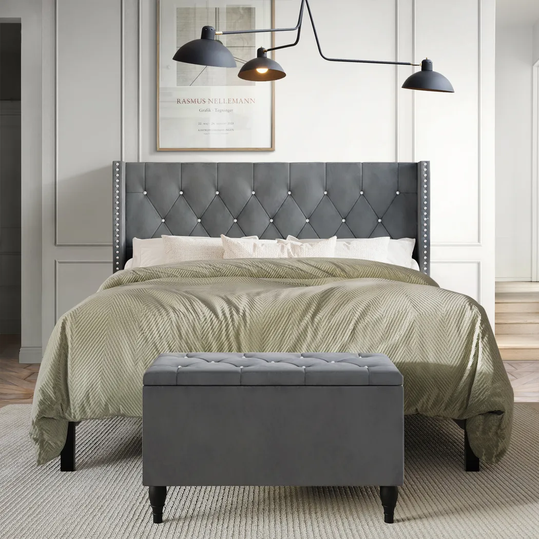 Plaisend Light Gray Full Bed - Thumbnail - Image 2