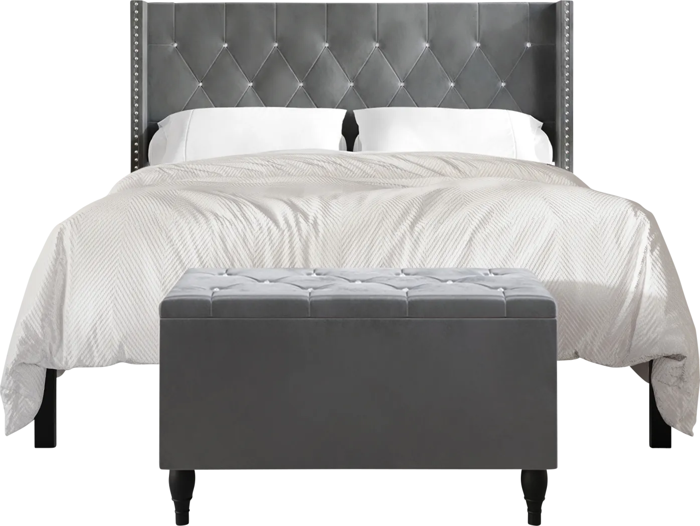 Plaisend Light Gray Full Bed - Thumbnail - Image 8