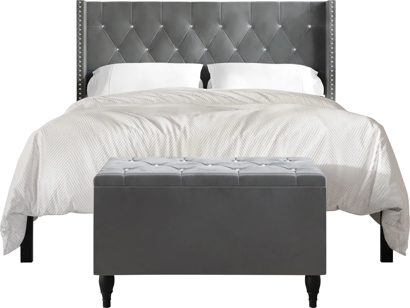 Plaisend Light Gray King Bed - Thumbnail - Image 4