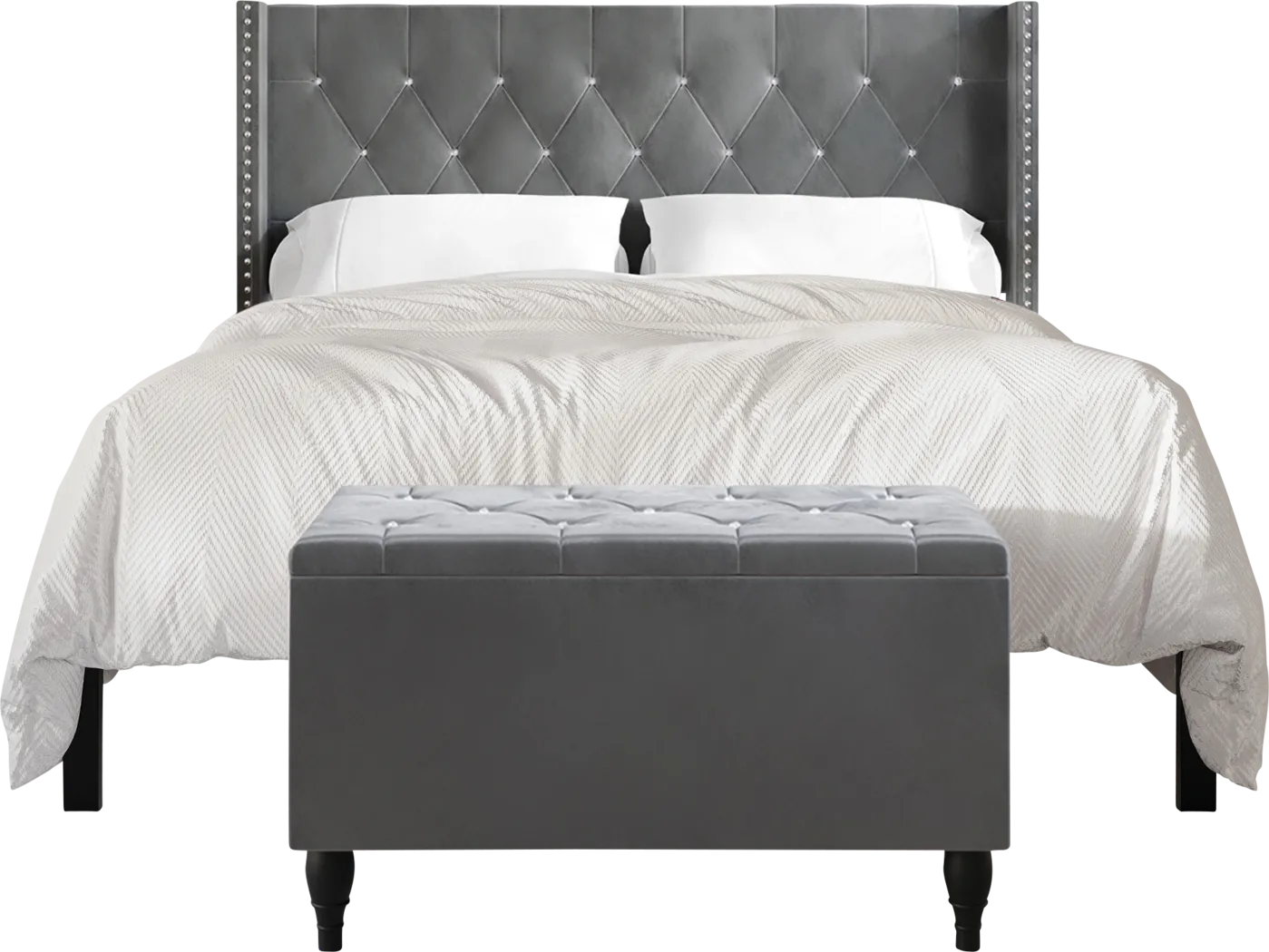 Plaisend Light Gray Queen Bed - Thumbnail - Image 3