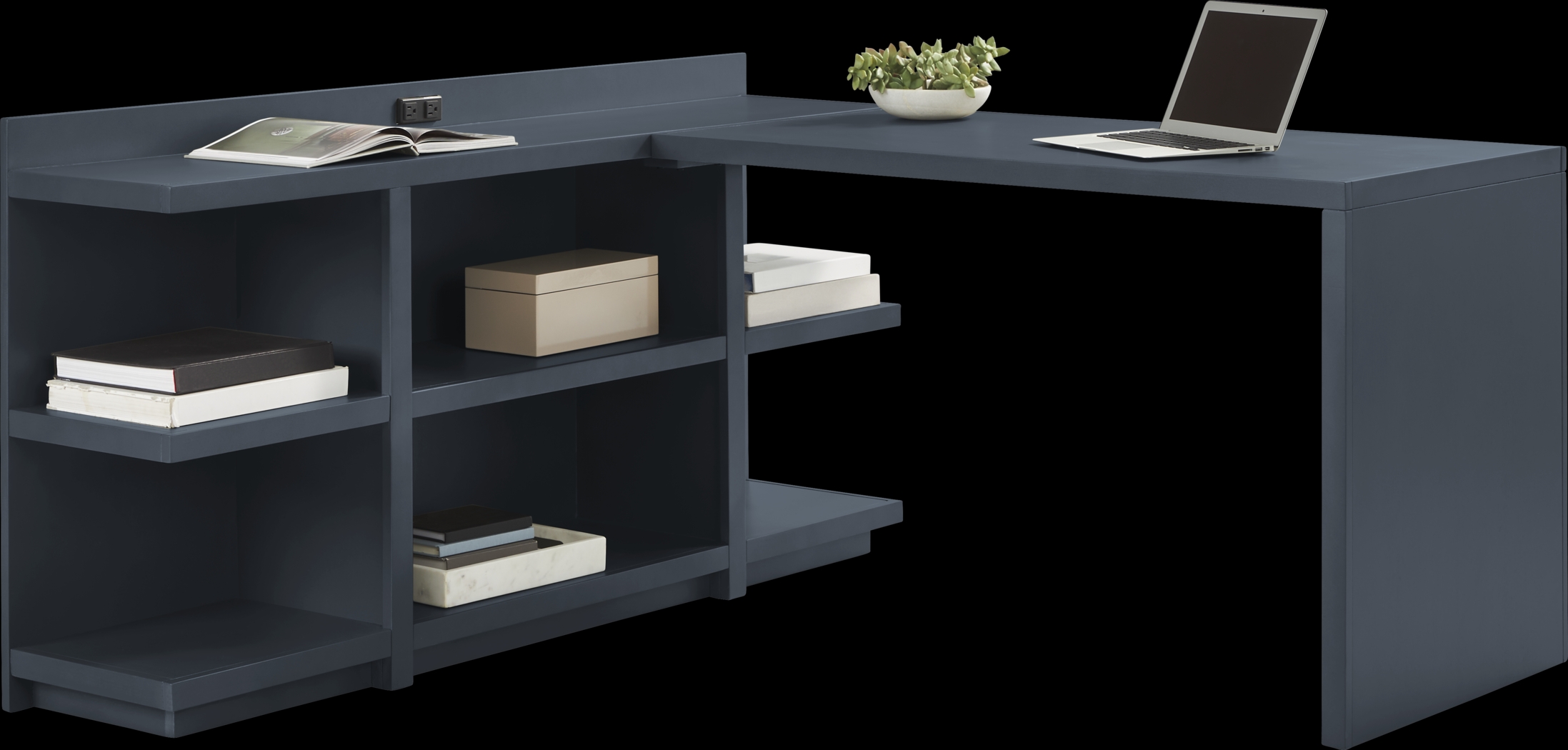 Planefield Blue 2 Pc Desk and Open Credenza - Thumbnail - Image 1