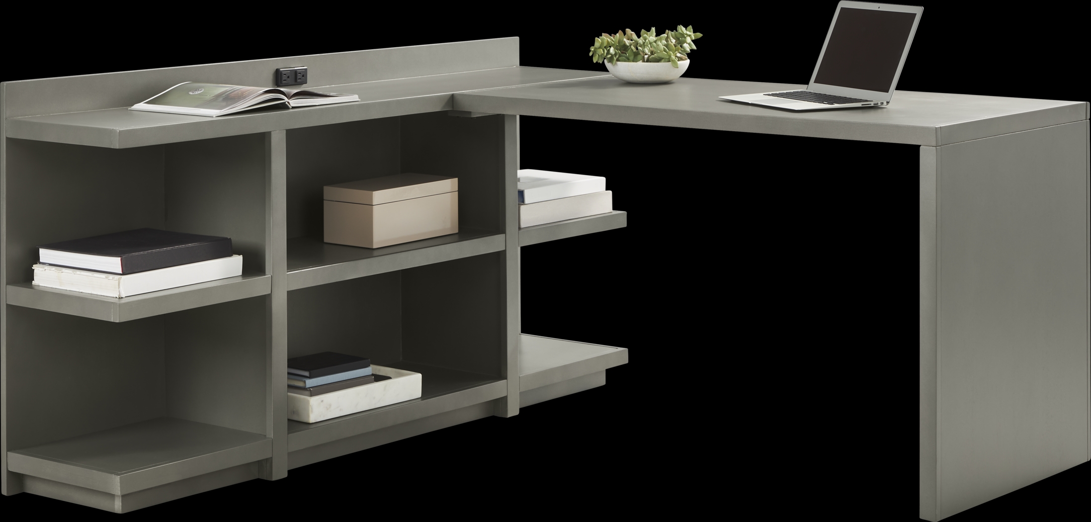 Planefield Gray 2 Pc Desk and Open Credenza - Thumbnail - Image 1