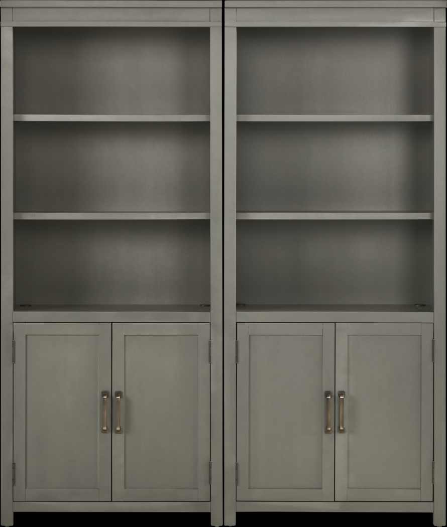 Planefield Gray 2 Pc Door Bookcase Set - Thumbnail - Image 1