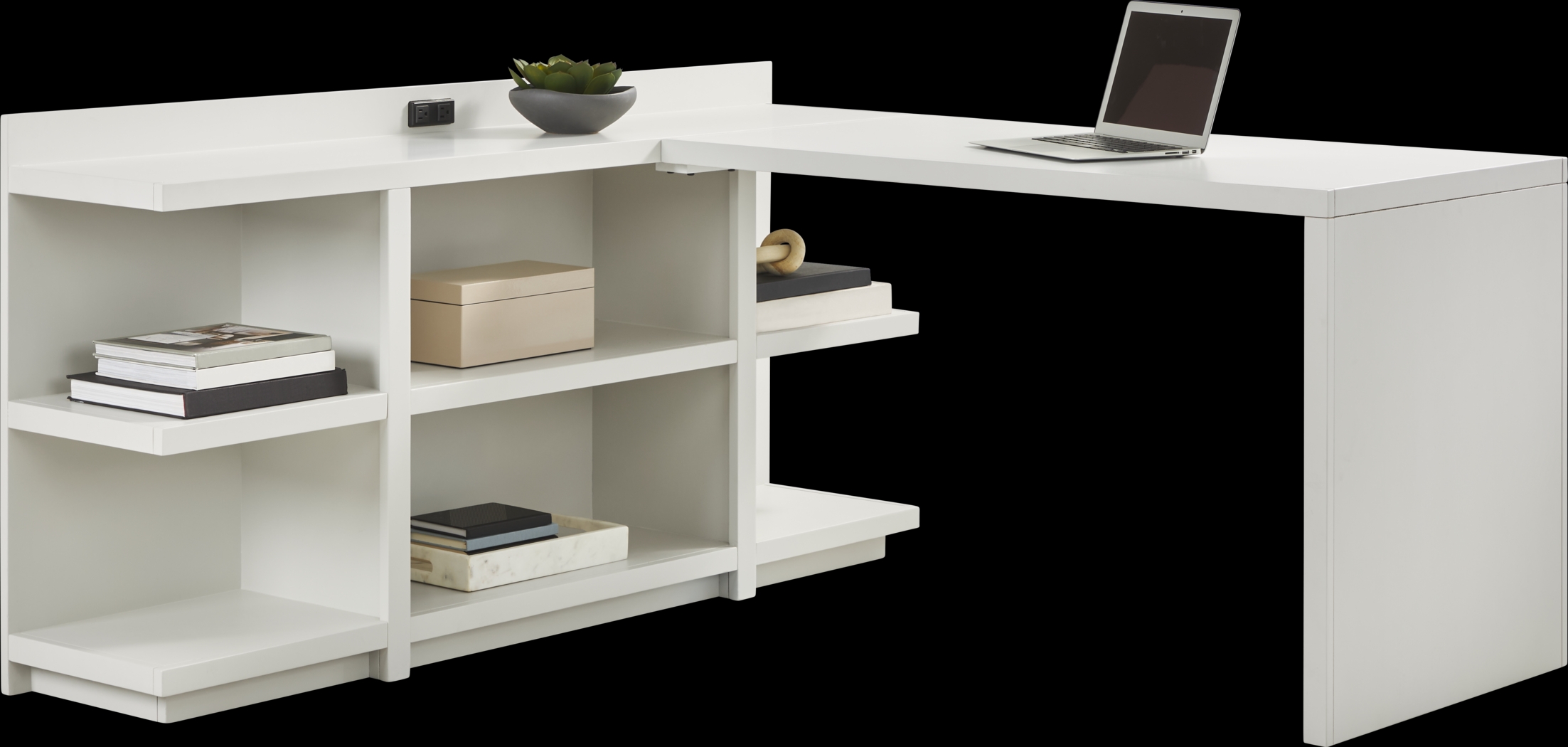 Planefield White 2 Pc Desk and Open Credenza - Thumbnail - Image 1