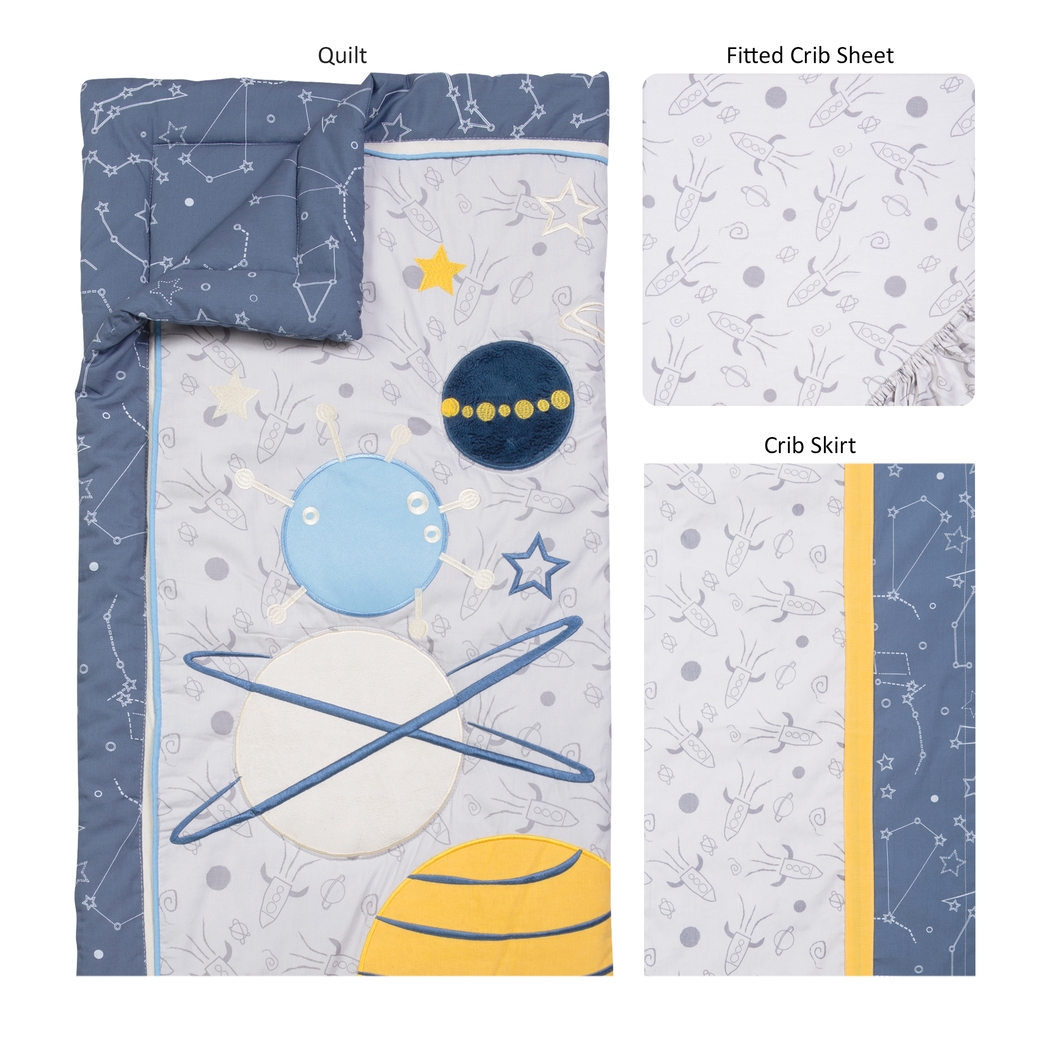 Planetary Slumbers Yellow 3 Pc Baby Bedding Set - Thumbnail - Image 2