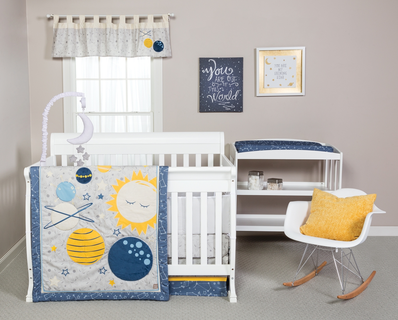 Planetary Slumbers Yellow 3 Pc Baby Bedding Set - Thumbnail - Image 1