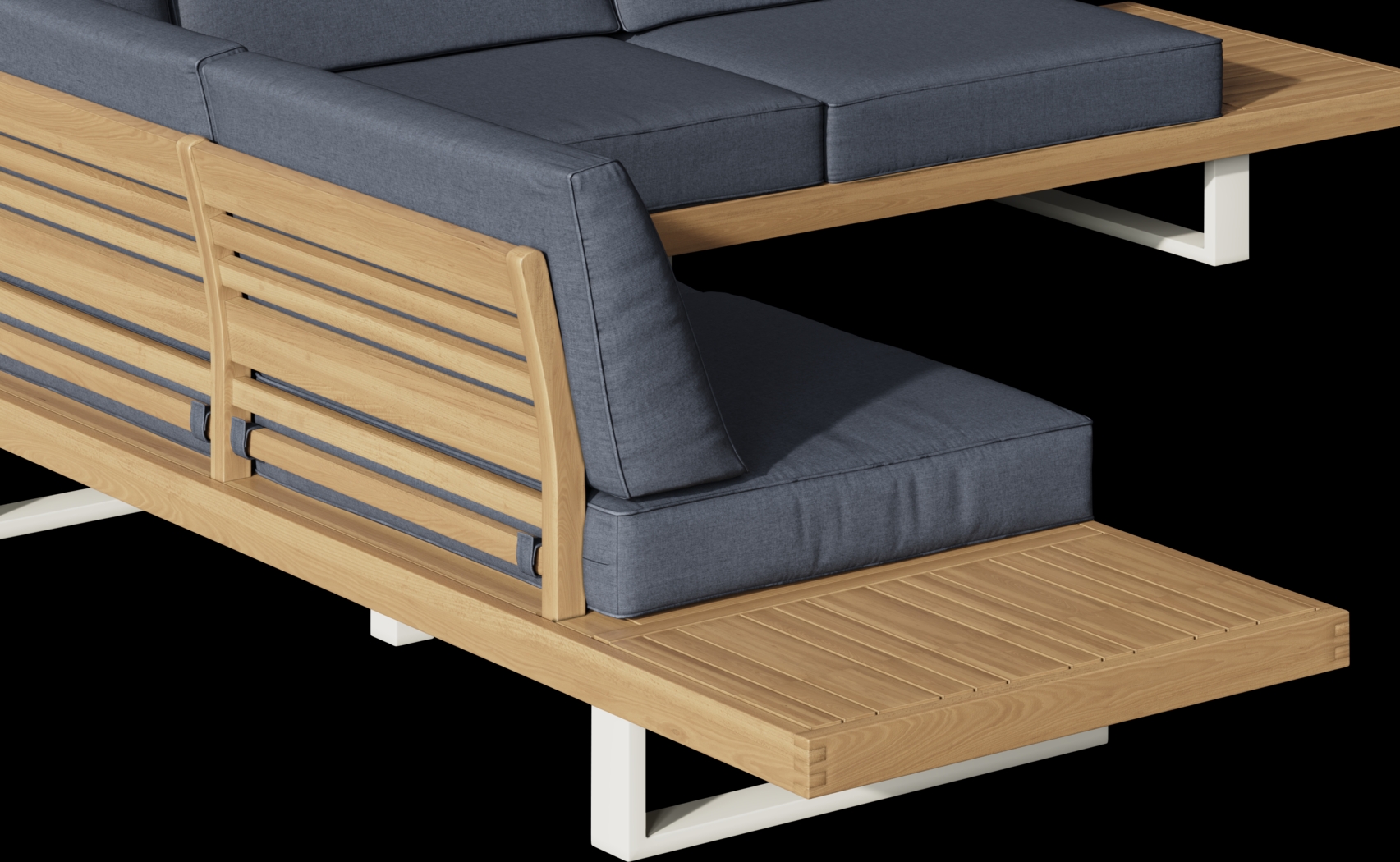 Platform 4 Pc Outdoor Sectional Seating Set with Denim Cushions - Thumbnail - Image 5