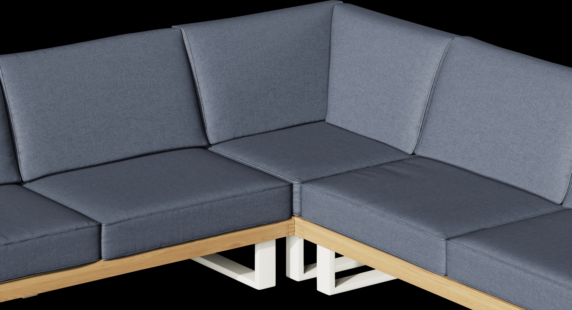 Platform 4 Pc Outdoor Sectional Seating Set with Denim Cushions - Thumbnail - Image 6