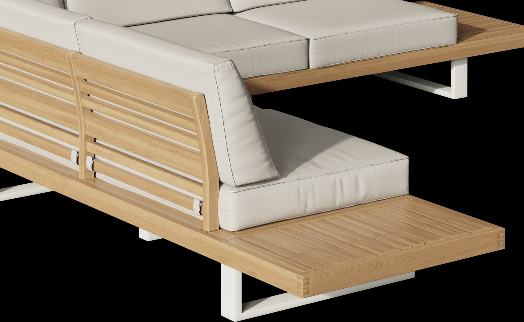 Platform 4 Pc Outdoor Sectional Seating Set with White Sand Cushions - Thumbnail - Image 5