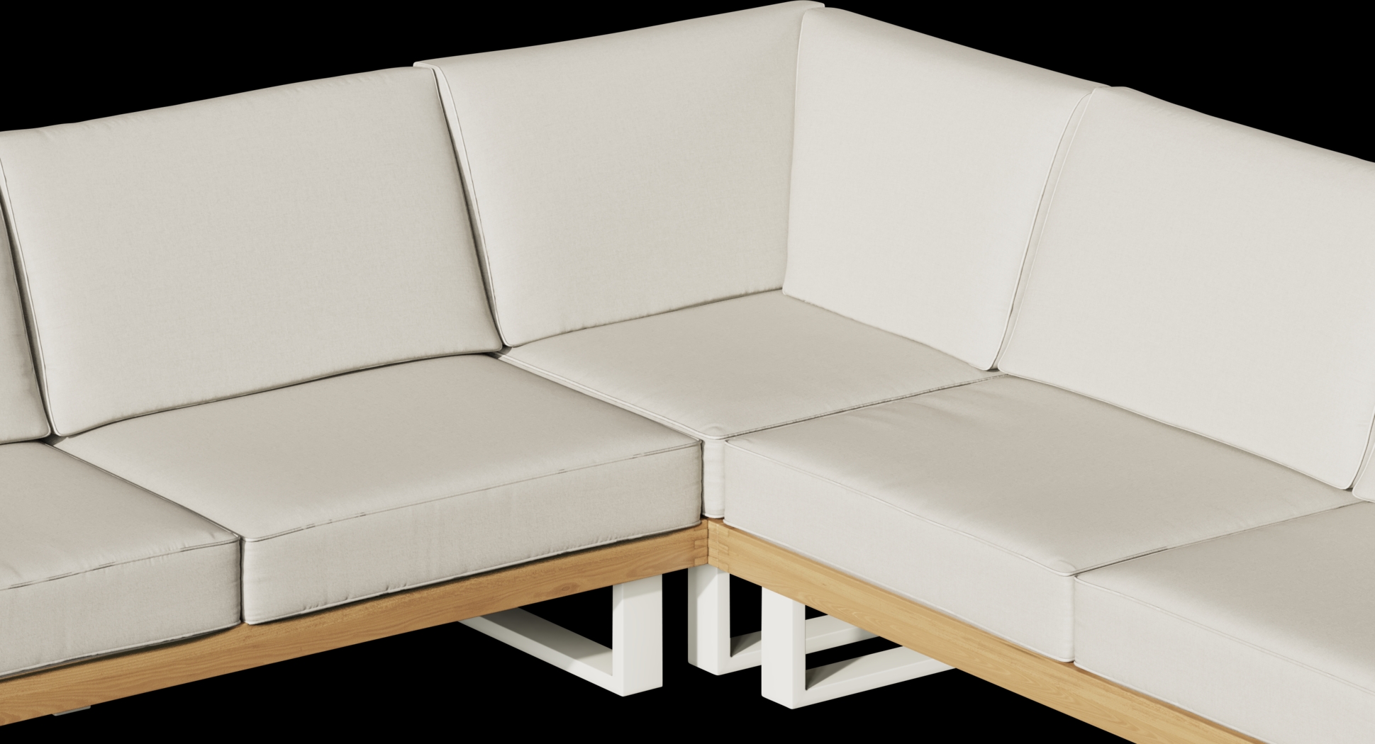 Platform 4 Pc Outdoor Sectional Seating Set with White Sand Cushions - Thumbnail - Image 6