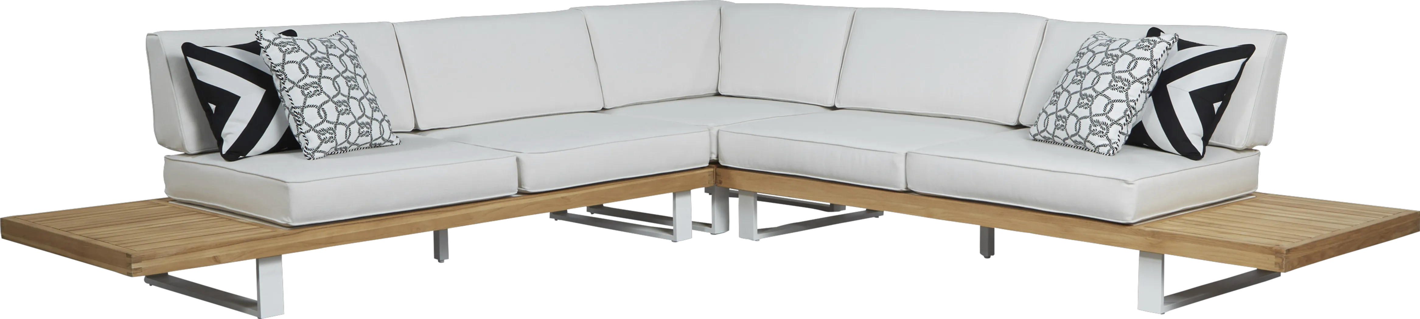 Platform 3 Pc Outdoor Sectional with White Sand Cushions - Thumbnail - Image 1