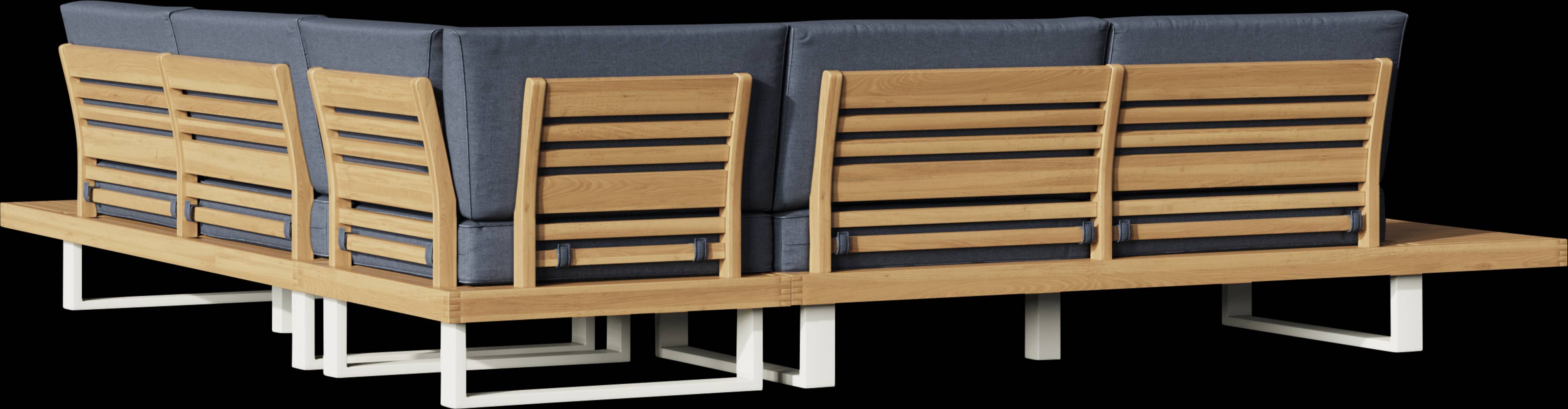 Platform 5 Pc Outdoor Sectional Seating Set with Denim Cushions - Thumbnail - Image 5