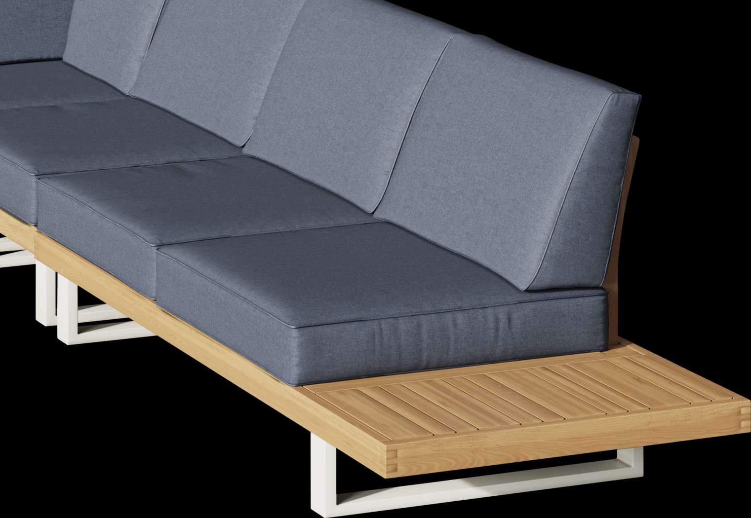 Platform 5 Pc Outdoor Sectional Seating Set with Denim Cushions - Thumbnail - Image 6