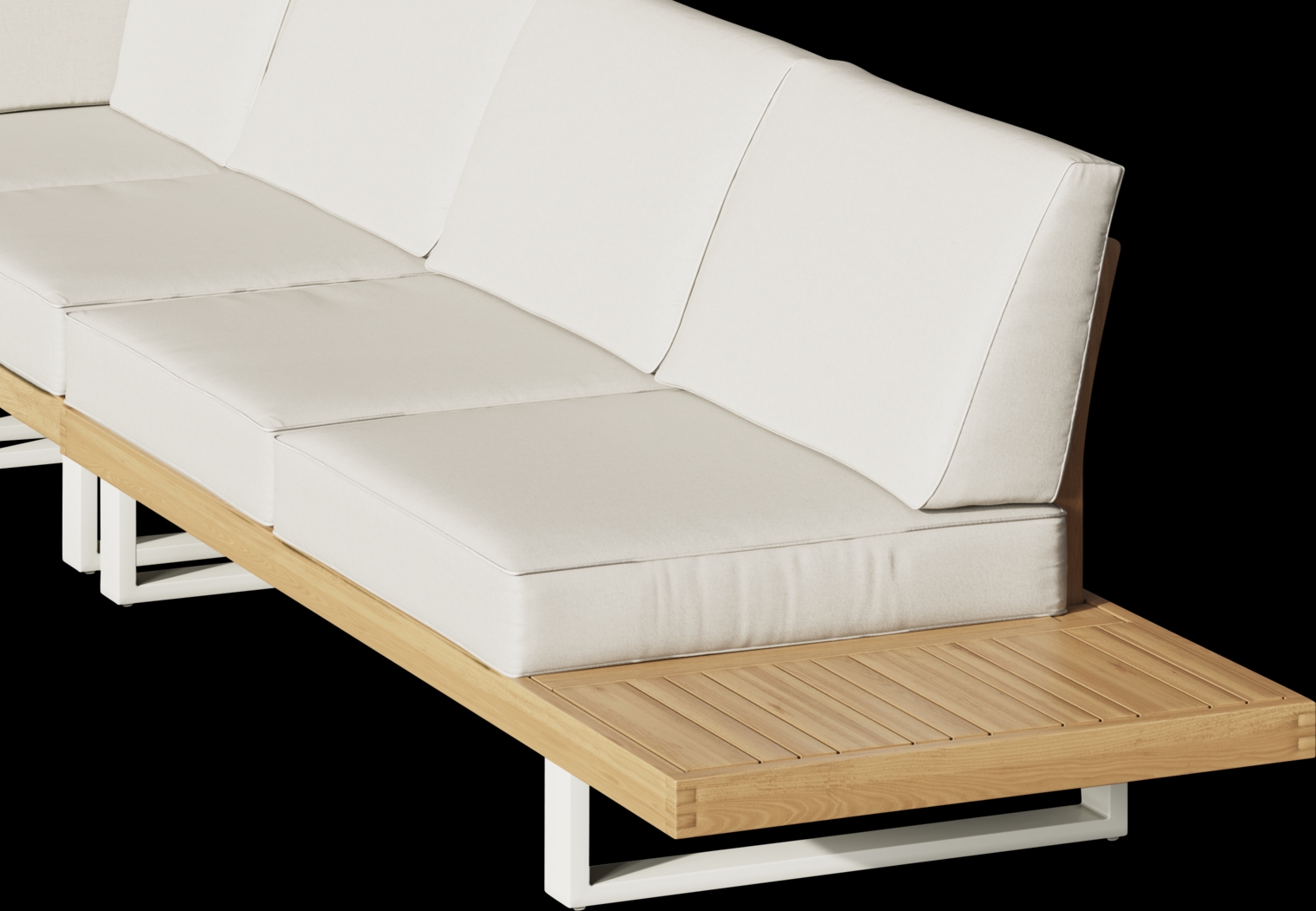 Platform 5 Pc Outdoor Sectional Seating Set with White Sand Cushions - Thumbnail - Image 5