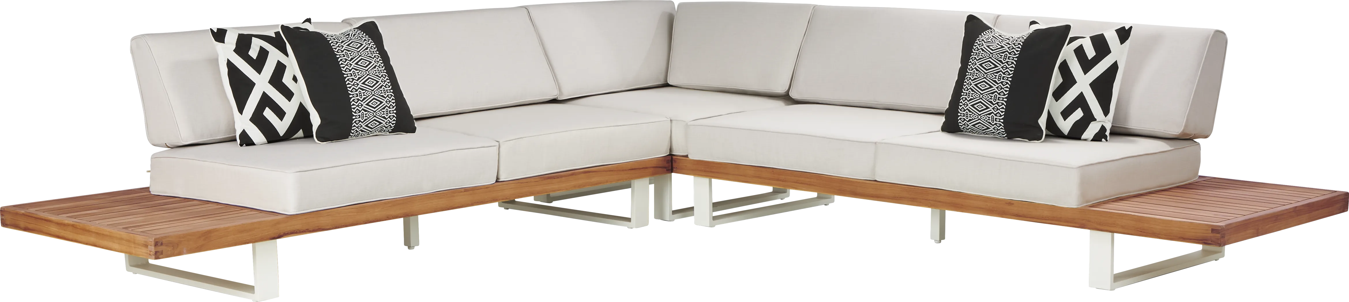 Platform Teak 3 Pc Outdoor Sectional with Vapor Cushions - Thumbnail - Image 1