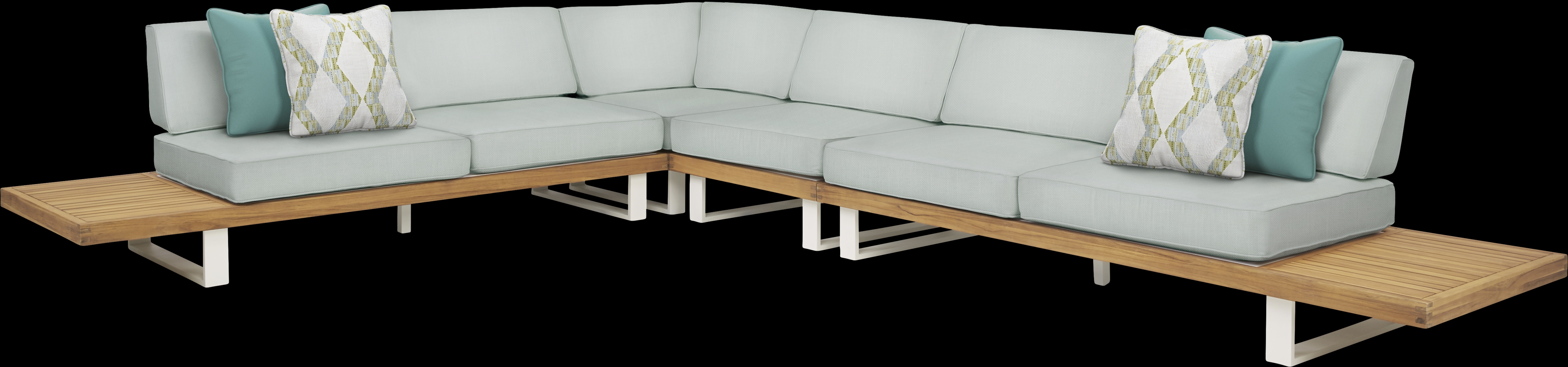 Platform Teak 4 Pc Outdoor Sectional With Rollo Mist Cushions - Thumbnail - Image 1