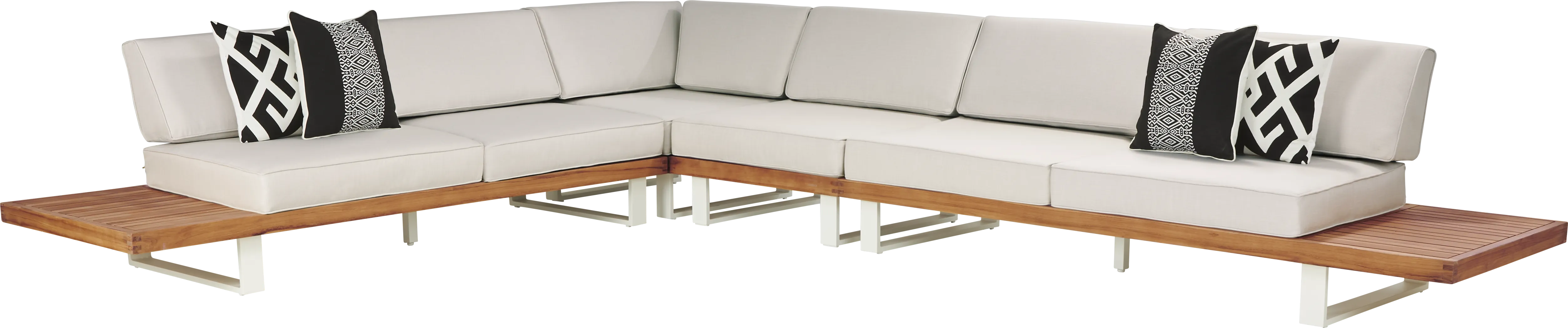 Platform Teak 4 Pc Outdoor Sectional with Sand Cushions - Thumbnail - Image 1