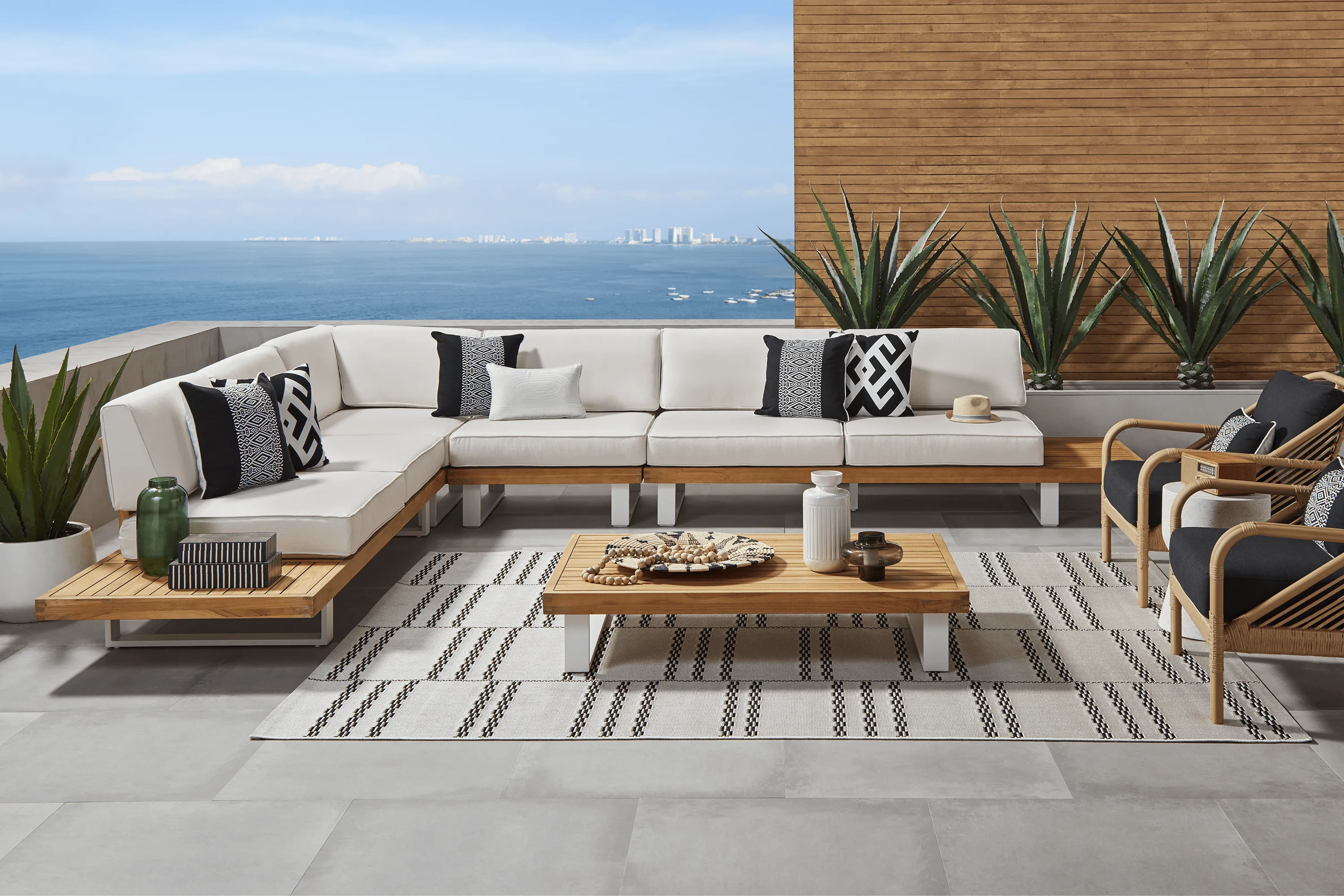 Platform Teak 4 Pc Outdoor Sectional with Vapor Cushions - Thumbnail - Image 2