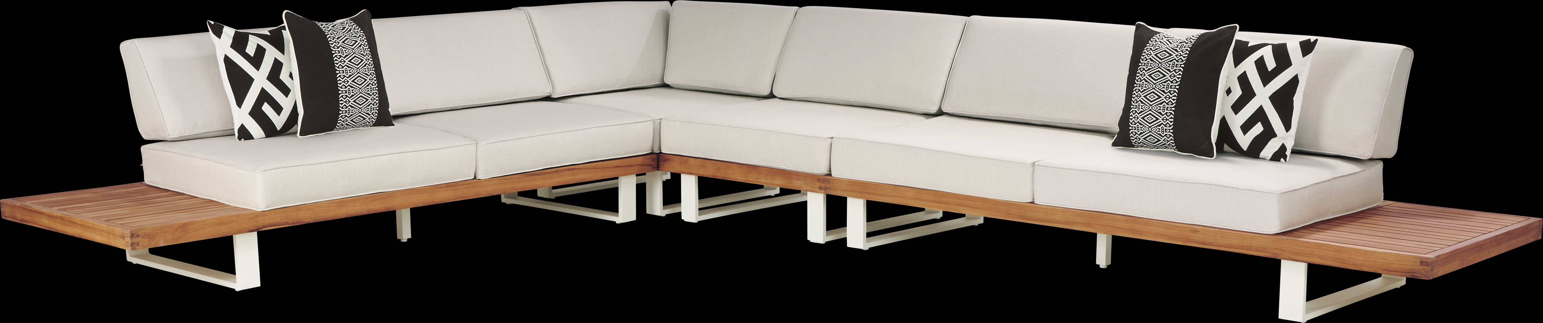 Platform Teak 4 Pc Outdoor Sectional with Vapor Cushions - Thumbnail - Image 1