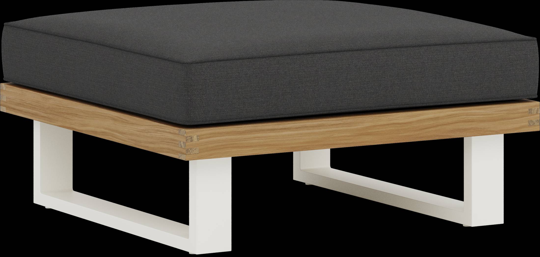 Platform Teak Outdoor Ottoman with Charcoal Cushion - Thumbnail - Image 1