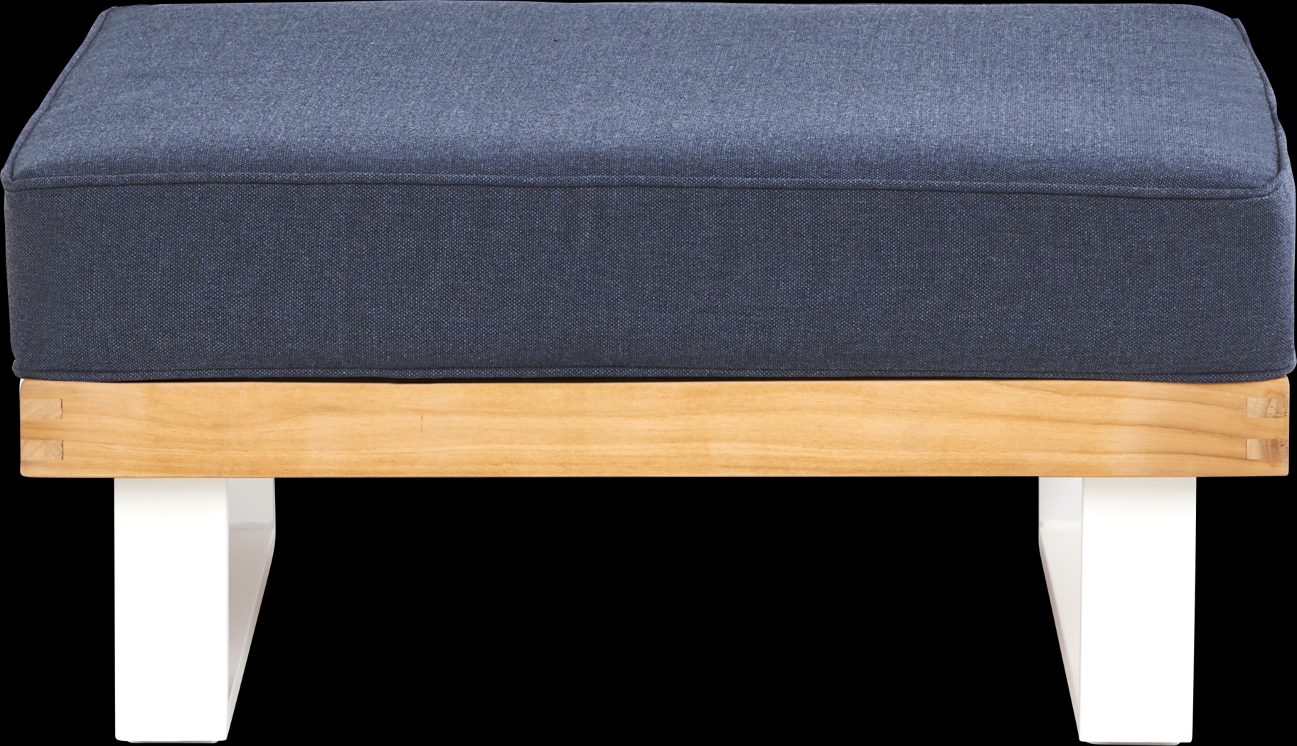 Platform Teak Outdoor Ottoman with Indigo Cushion - Thumbnail - Image 2