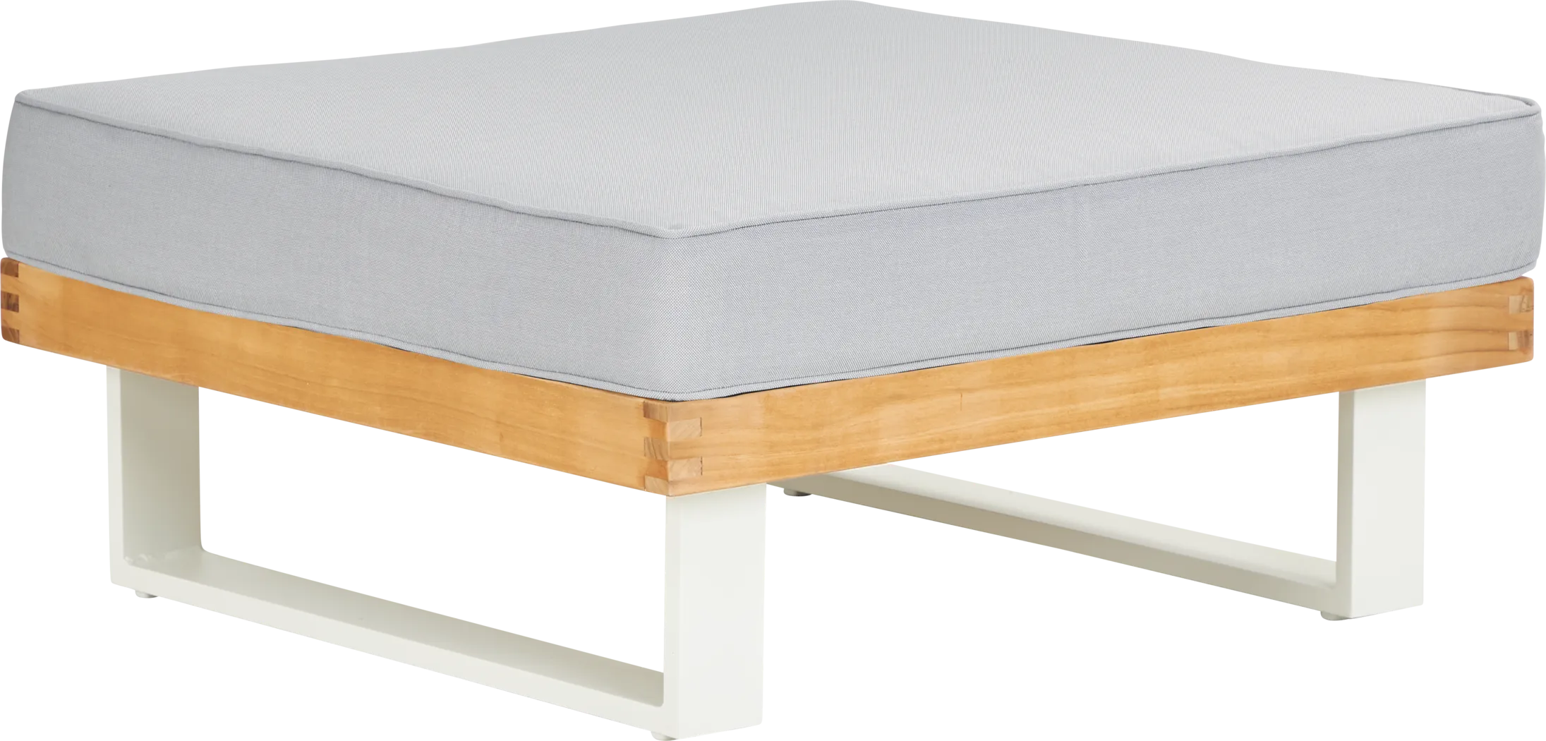 Platform Teak Outdoor Ottoman with Pewter Cushion - Thumbnail - Image 1