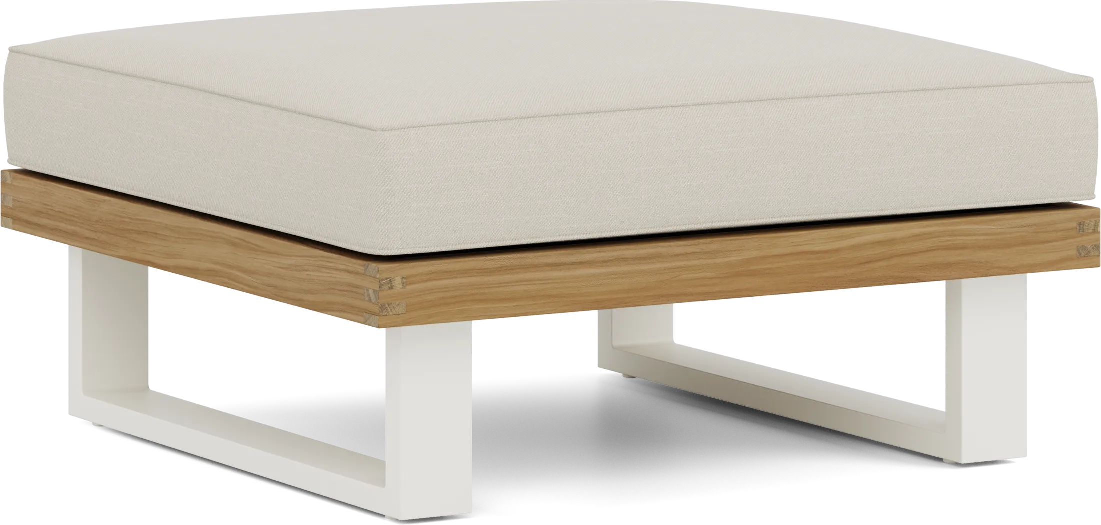 Platform Teak Outdoor Ottoman with Sand Cushion - Thumbnail - Image 1