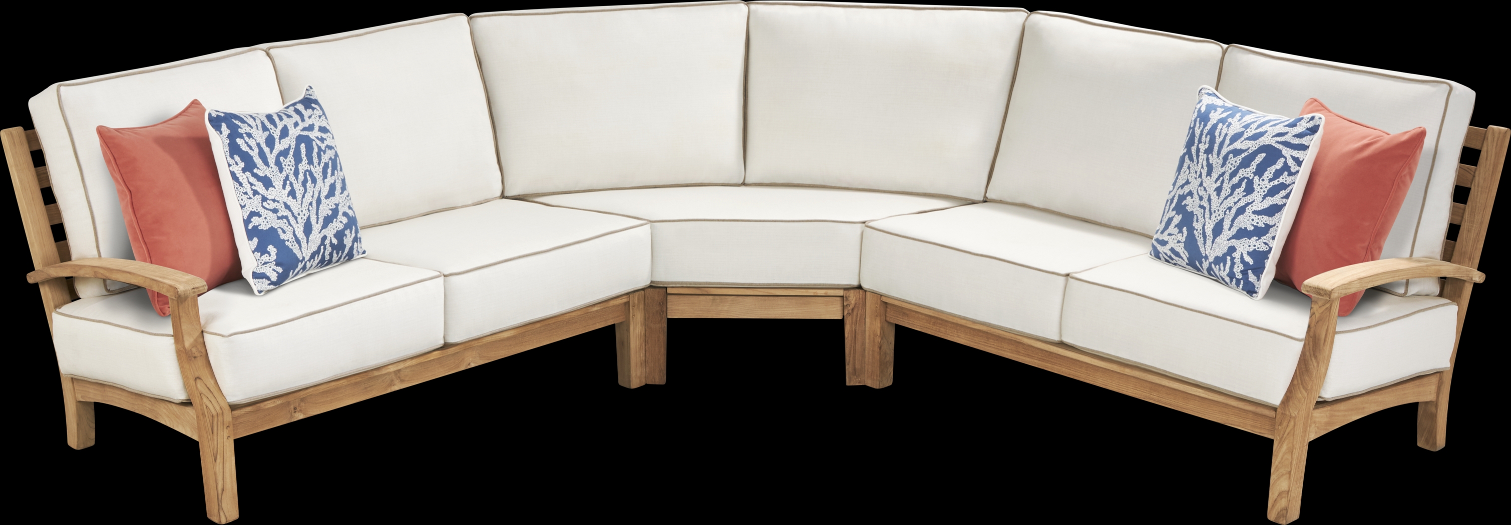 Pleasant Bay Teak 3 Pc Outdoor Sectional with Vapor Cushions - Thumbnail - Image 3