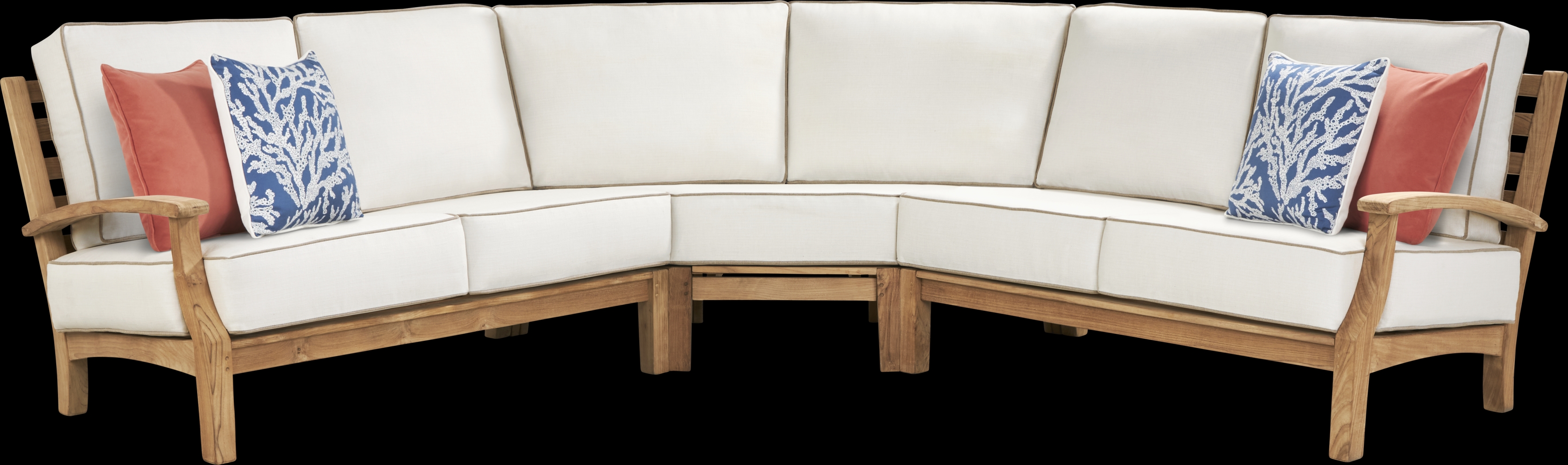 Pleasant Bay Teak 3 Pc Outdoor Sectional with Vapor Cushions - Thumbnail - Image 1