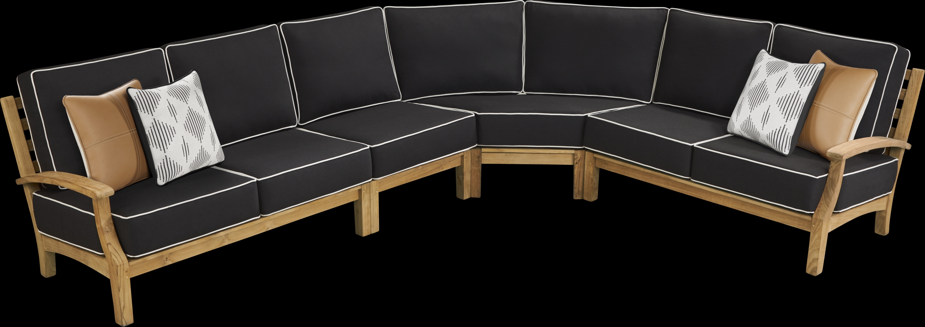 Pleasant Bay Teak 4 Pc Outdoor Sectional with Charcoal Cushions - Thumbnail - Image 1