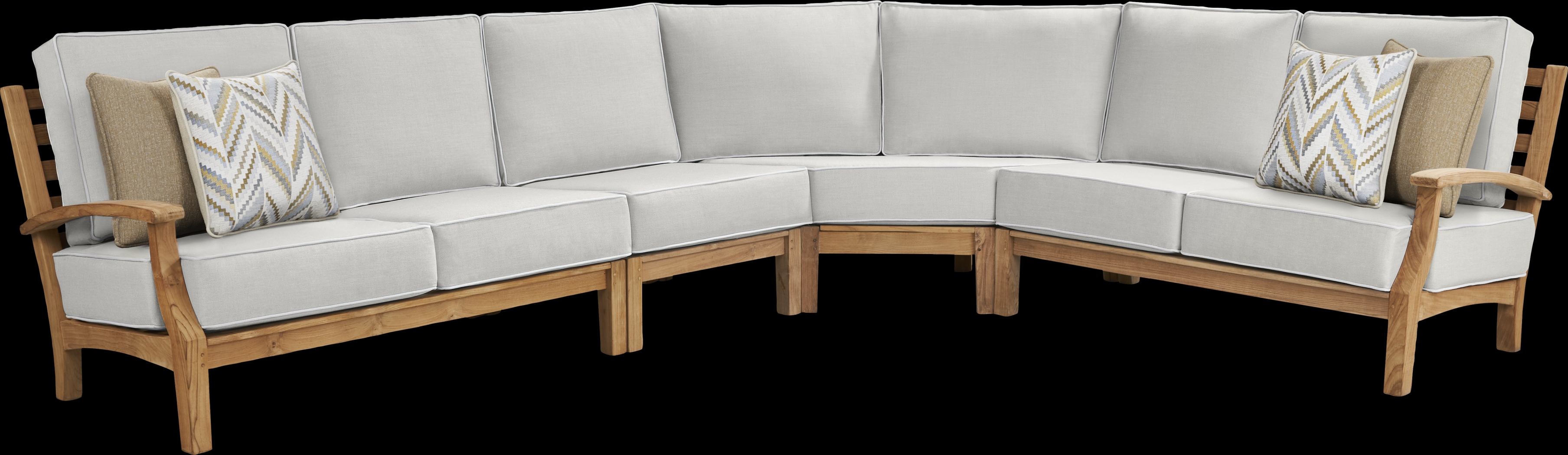 Pleasant Bay Teak 4 Pc Outdoor Sectional with Dove Cushions - Thumbnail - Image 1