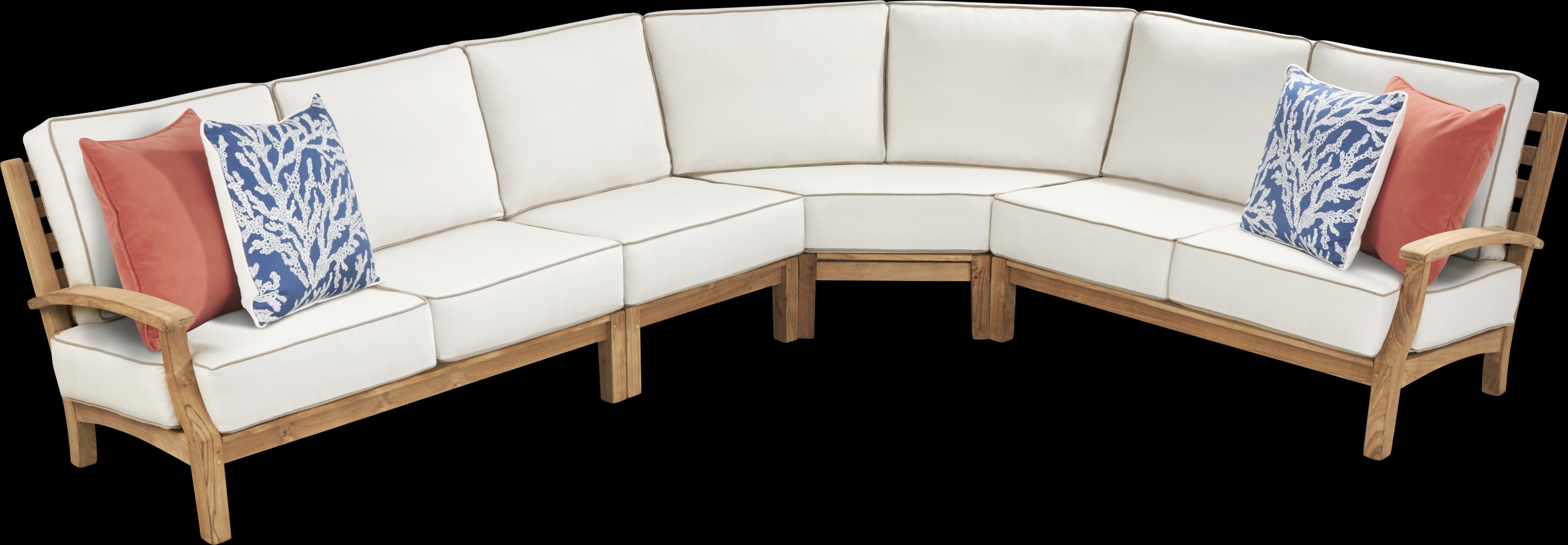 Pleasant Bay Teak 4 Pc Outdoor Sectional with Vapor Cushions - Thumbnail - Image 3