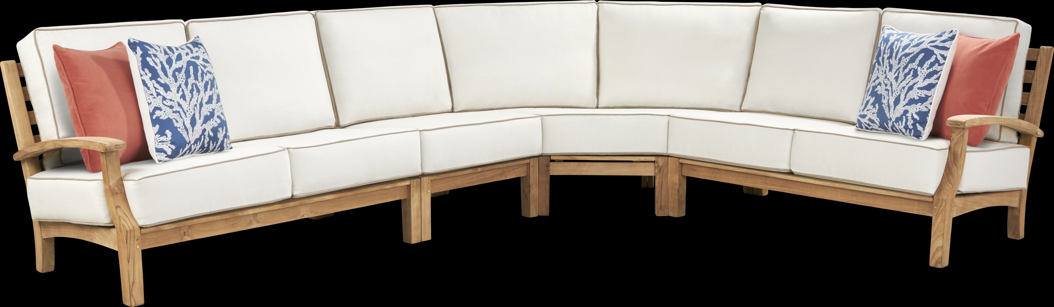 Pleasant Bay Teak 4 Pc Outdoor Sectional with Vapor Cushions - Thumbnail - Image 1