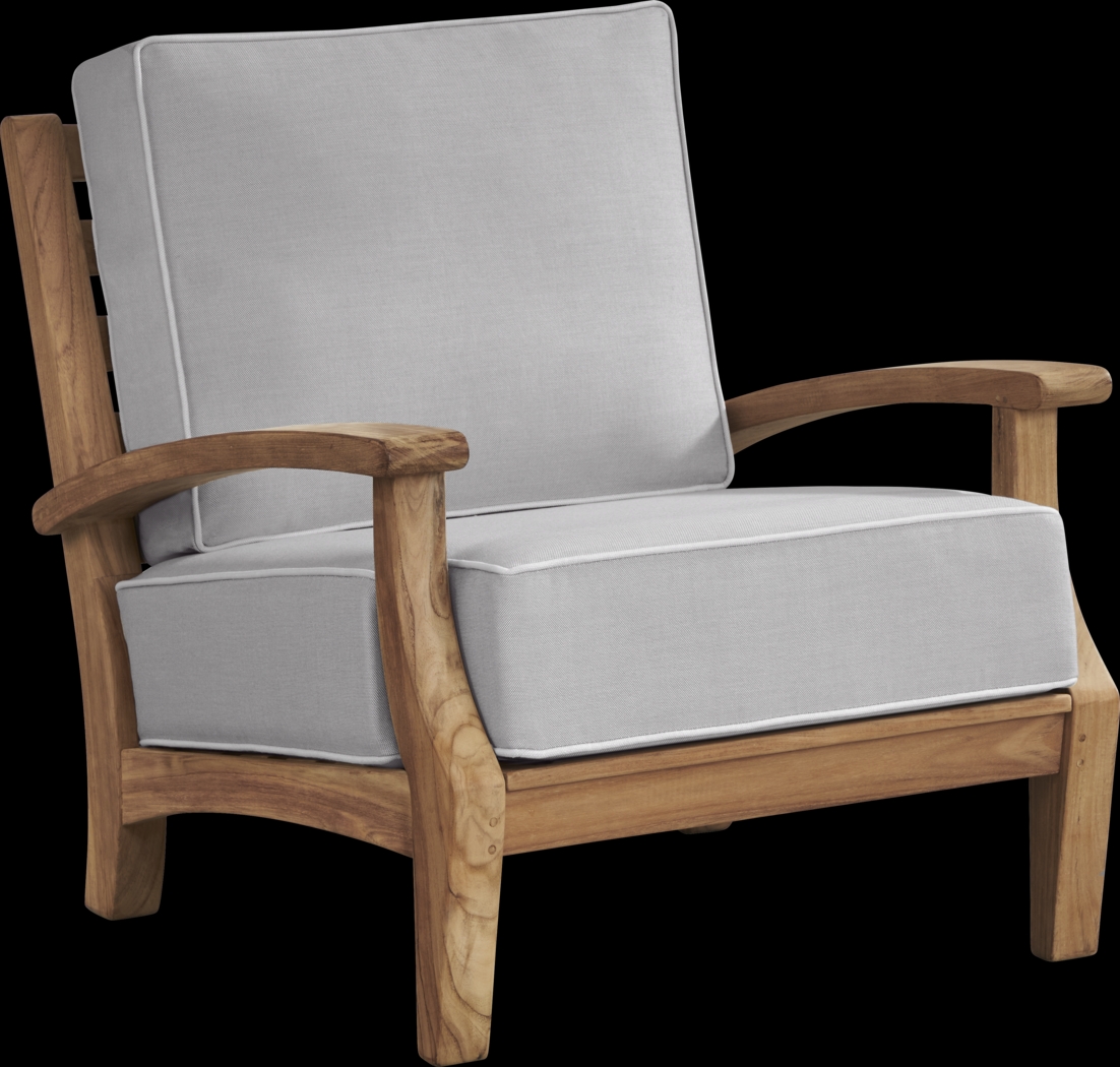 Pleasant Bay Teak 4 Pc Outdoor Loveseat Seating Set with Pewter Cushions - Thumbnail - Image 5