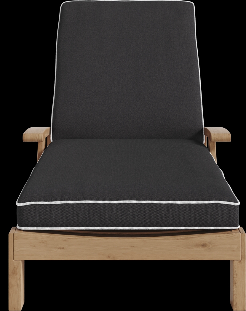 Pleasant Bay Teak Outdoor Chaise with Charcoal Cushions - Thumbnail - Image 2