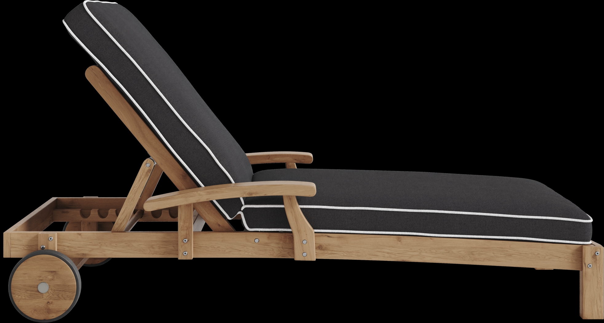 Pleasant Bay Teak Outdoor Chaise with Charcoal Cushions - Thumbnail - Image 3