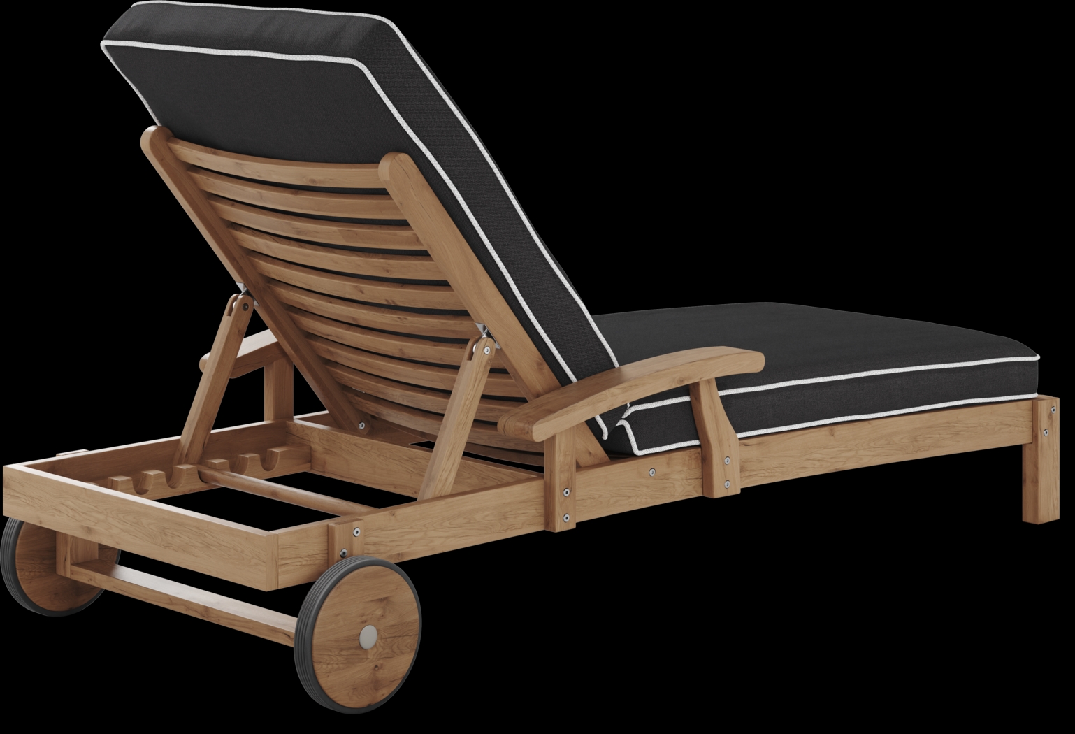 Pleasant Bay Teak Outdoor Chaise with Charcoal Cushions - Thumbnail - Image 4