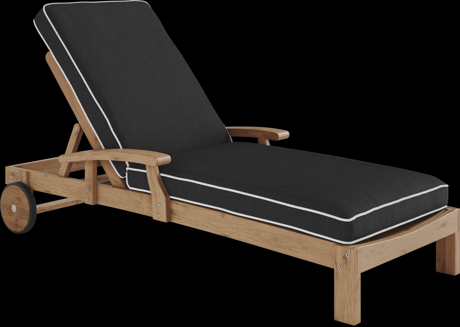 Pleasant Bay Teak Outdoor Chaise with Charcoal Cushions - Thumbnail - Image 1