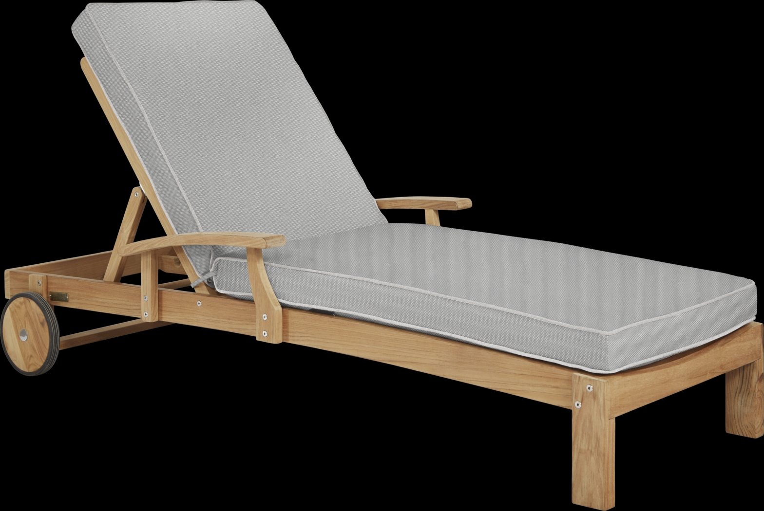 Pleasant Bay Teak Outdoor Chaise with Pewter Cushions - Thumbnail - Image 1