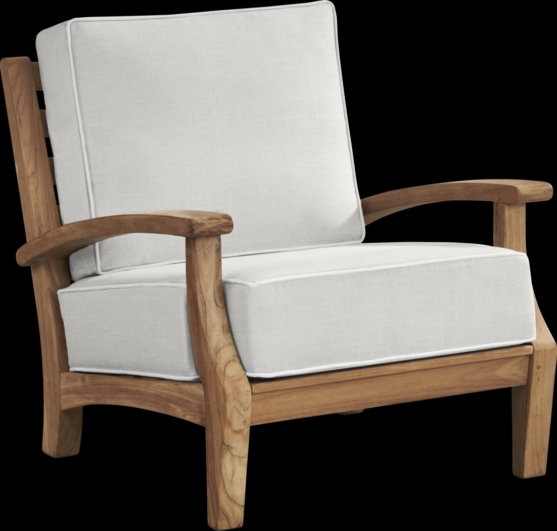 Pleasant Bay Teak Outdoor Chair with Dove Cushions - Thumbnail - Image 1
