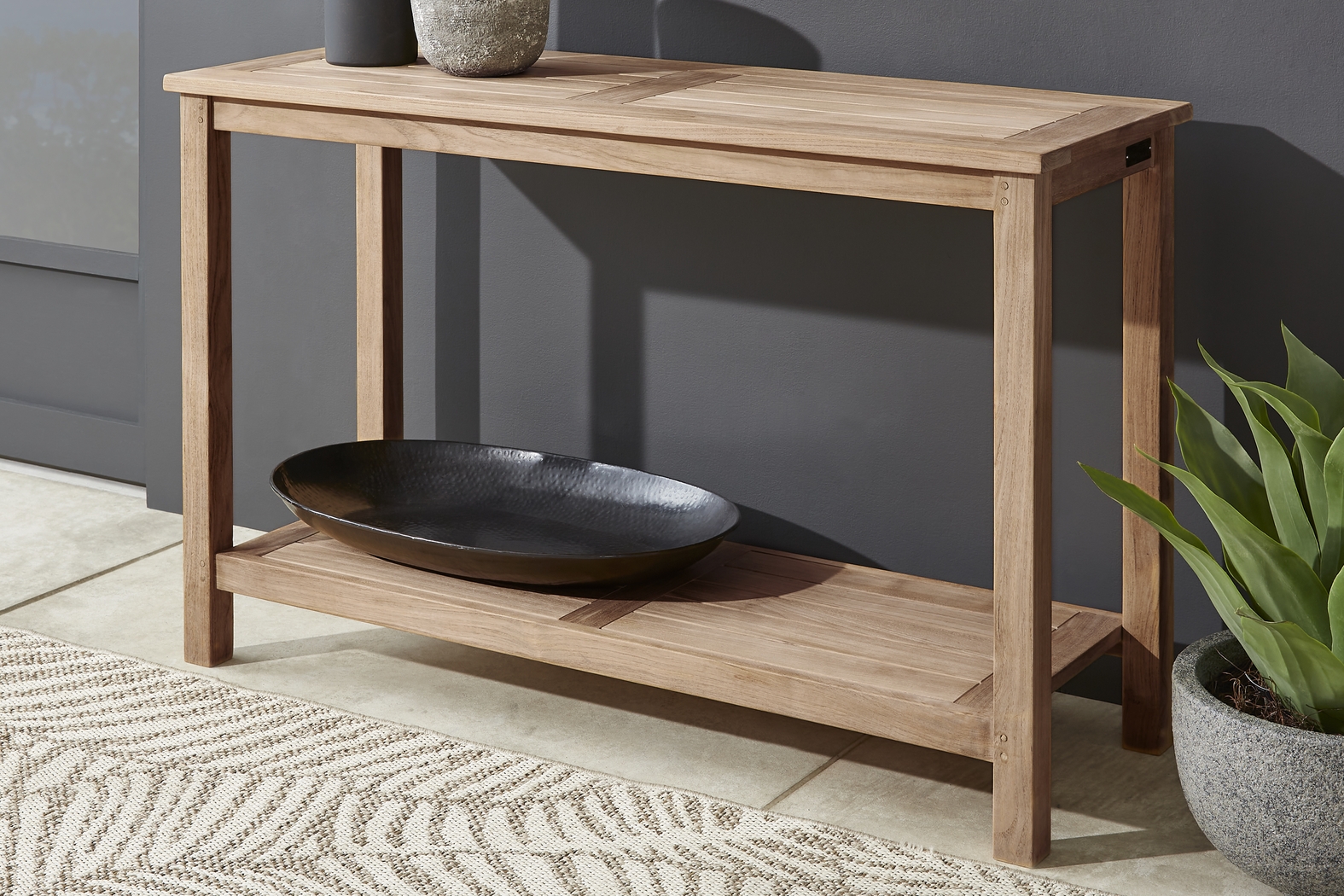 Pleasant Bay Teak Outdoor Console Table - Thumbnail - Image 4