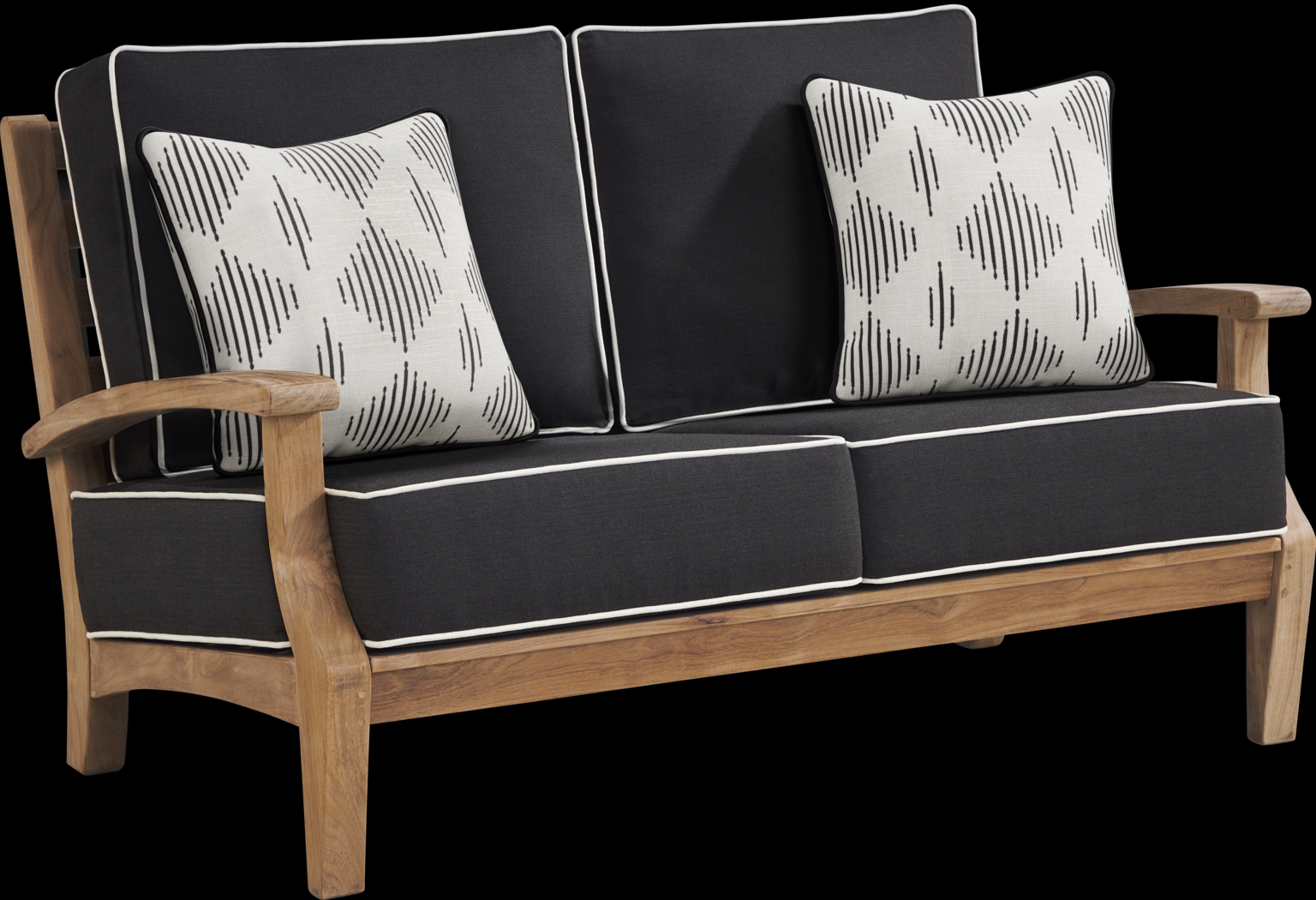 Pleasant Bay Teak 4 Pc Outdoor Loveseat Seating Set with Charcoal Cushions - Thumbnail - Image 3