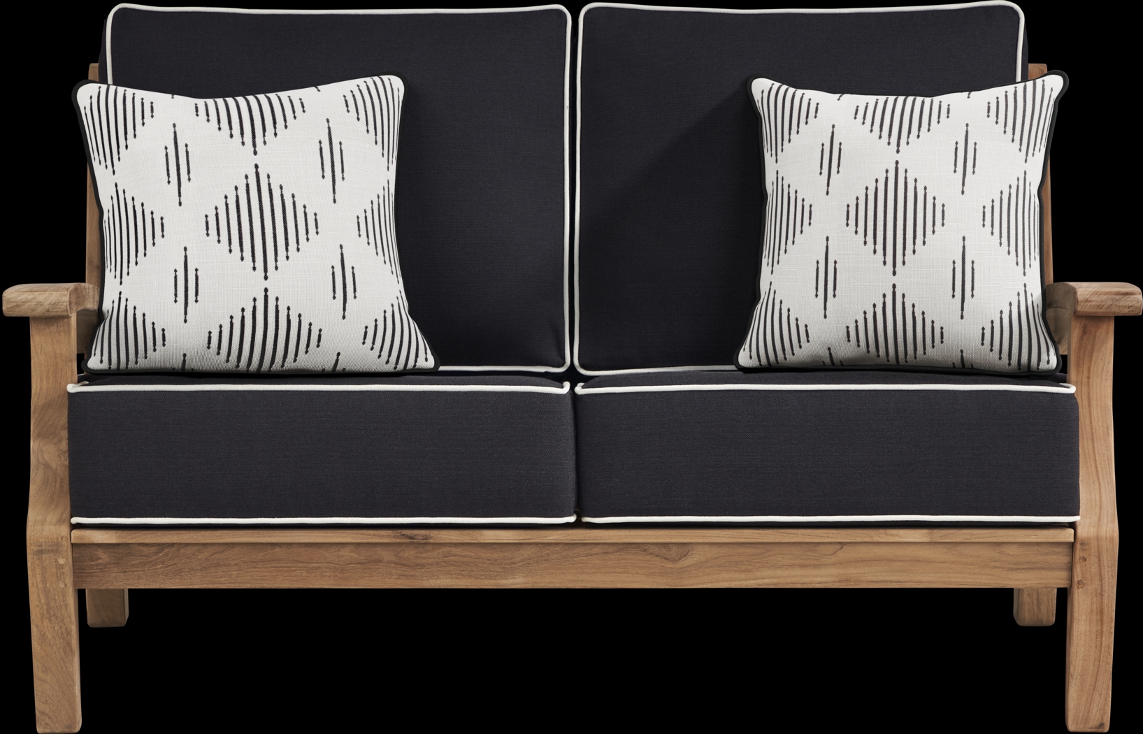 Pleasant Bay Teak 4 Pc Outdoor Loveseat Seating Set with Charcoal Cushions - Thumbnail - Image 2