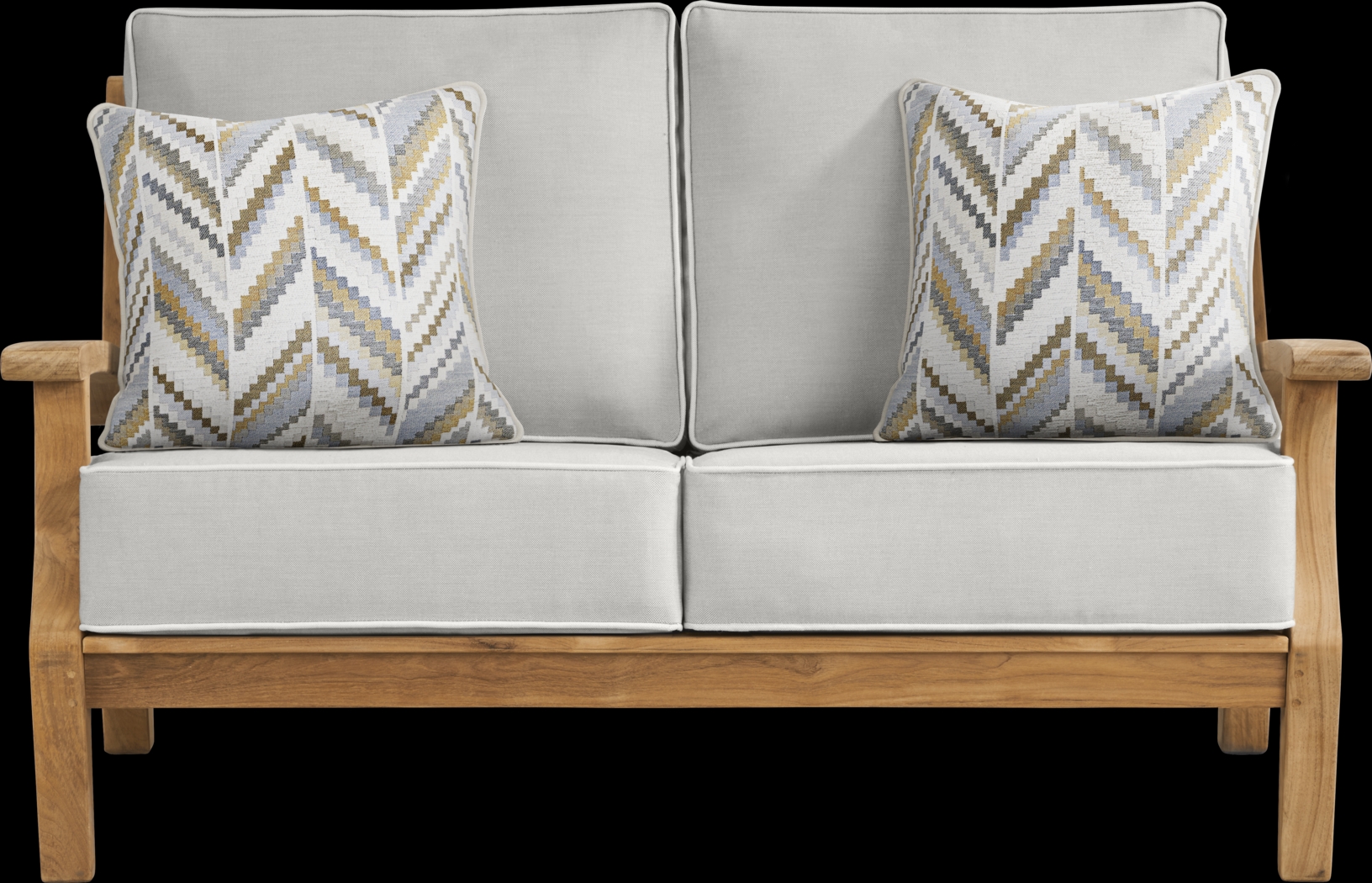 Pleasant Bay Teak 4 Pc Outdoor Loveseat Seating Set with Dove Cushions - Thumbnail - Image 2