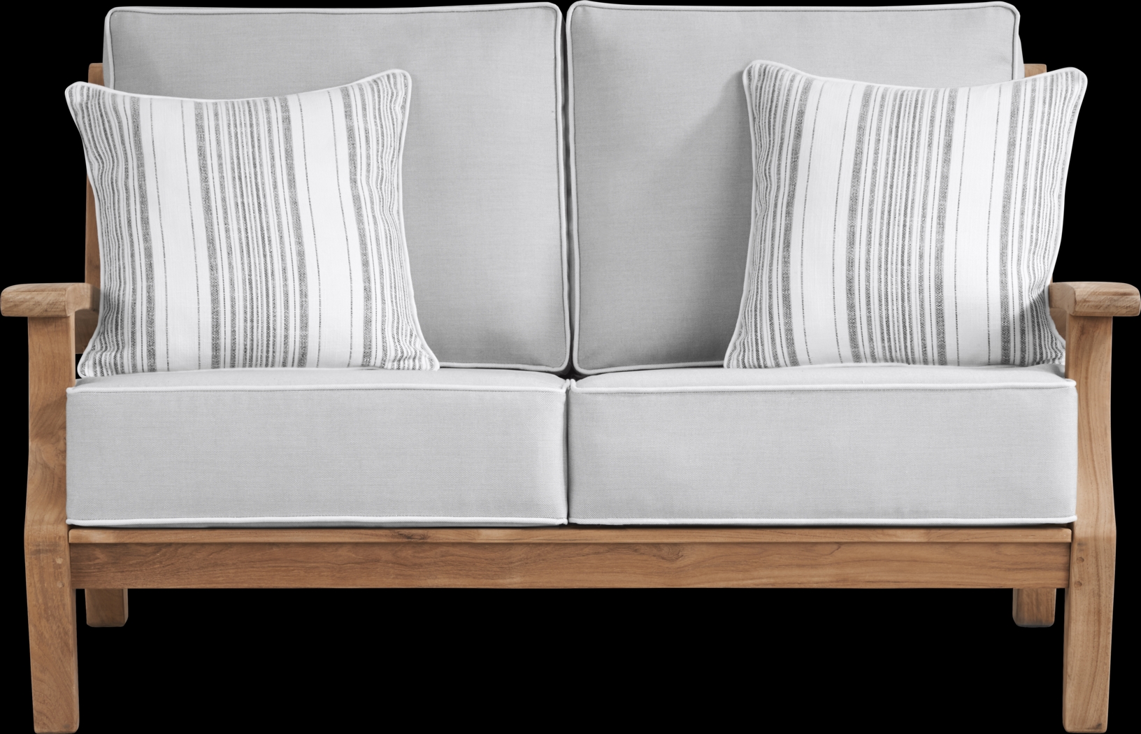 Pleasant Bay Teak 4 Pc Outdoor Loveseat Seating Set with Pewter Cushions - Thumbnail - Image 3