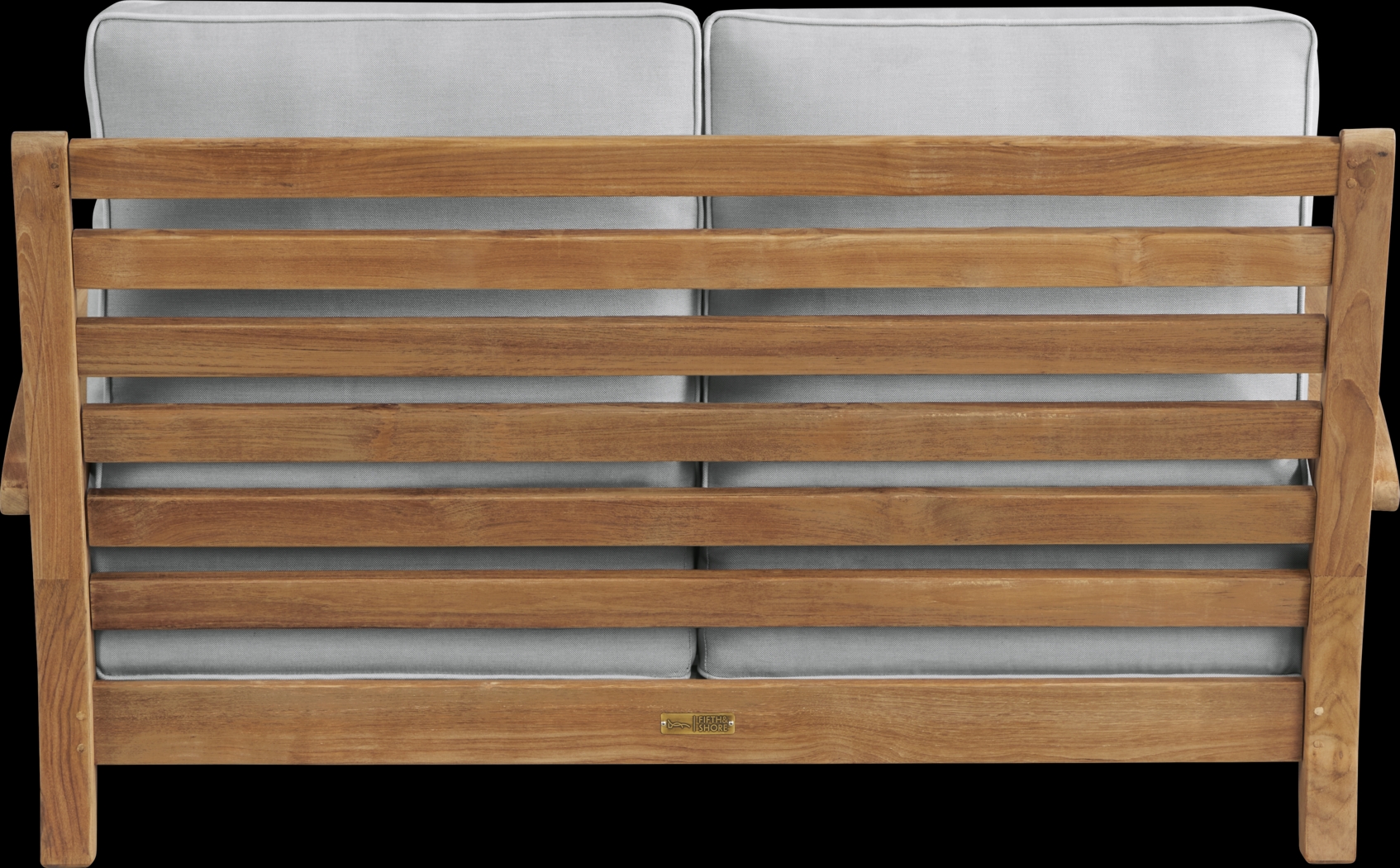 Pleasant Bay Teak 4 Pc Outdoor Loveseat Seating Set with Pewter Cushions - Thumbnail - Image 4