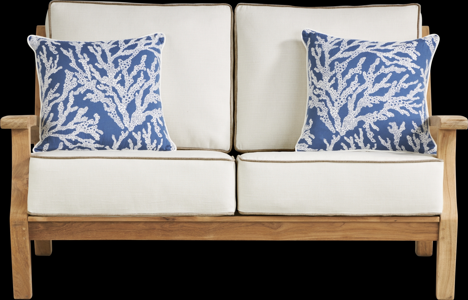 Pleasant Bay Teak 4 Pc Outdoor Loveseat Seating Set with Vapor Cushions - Thumbnail - Image 2