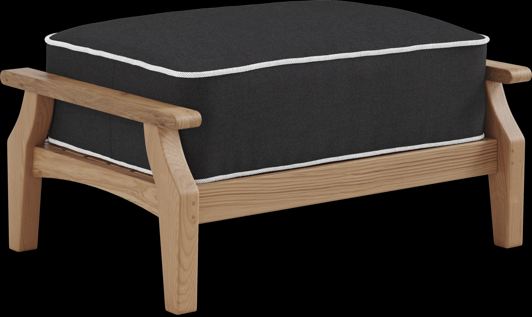 Pleasant Bay Teak Outdoor Ottoman with Charcoal Cushion - Thumbnail - Image 1