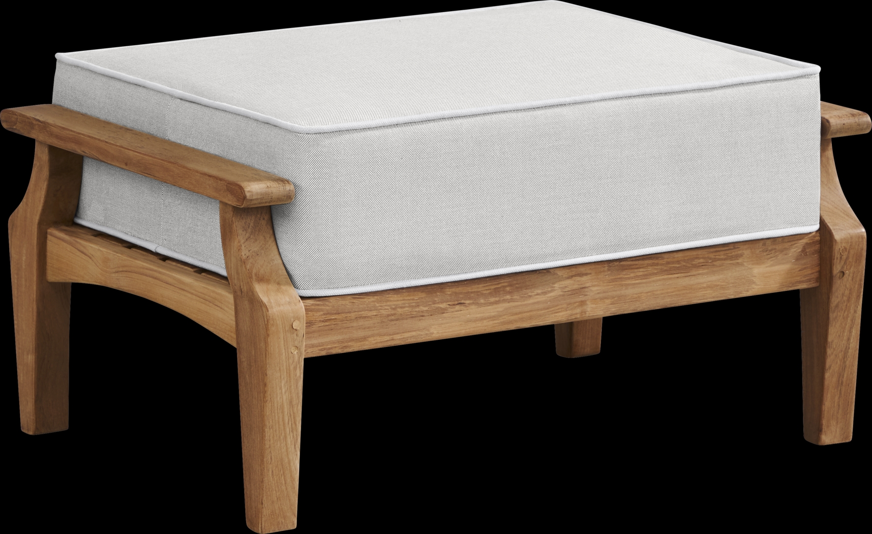 Pleasant Bay Teak Outdoor Ottoman with Dove Cushion - Thumbnail - Image 1