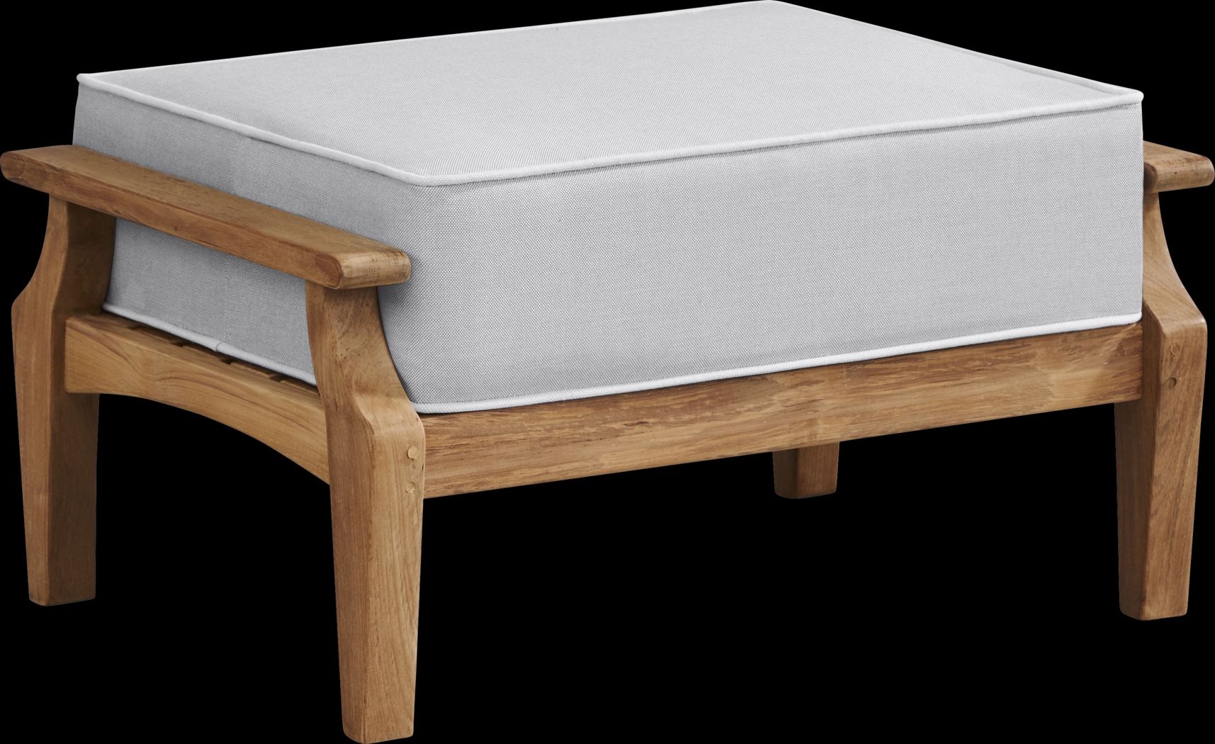 Pleasant Bay Teak Outdoor Ottoman with Pewter Cushion - Thumbnail - Image 2